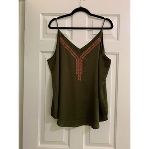 Express Green/Orange Stitching Strappy Tank Top XL